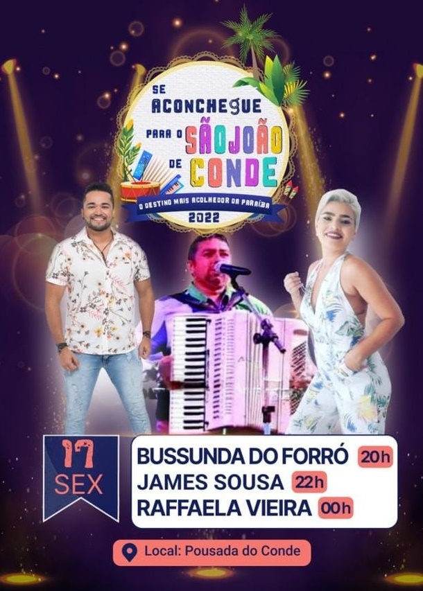 Festejos juninos de Conde acontecem na Pousada nesta sexta-feira