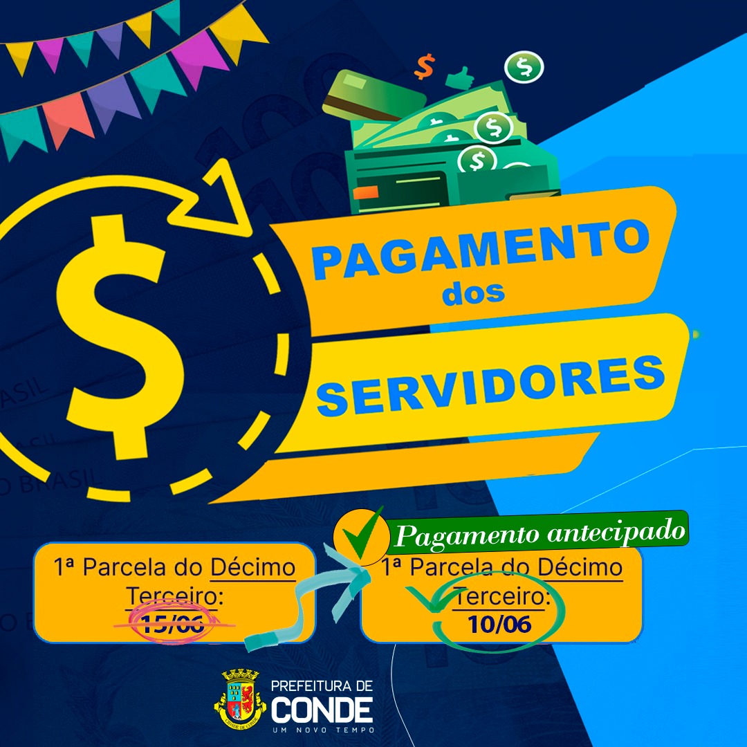 Prefeitura de Conde antecipa primeira parcela do 13° para esta sexta-feira