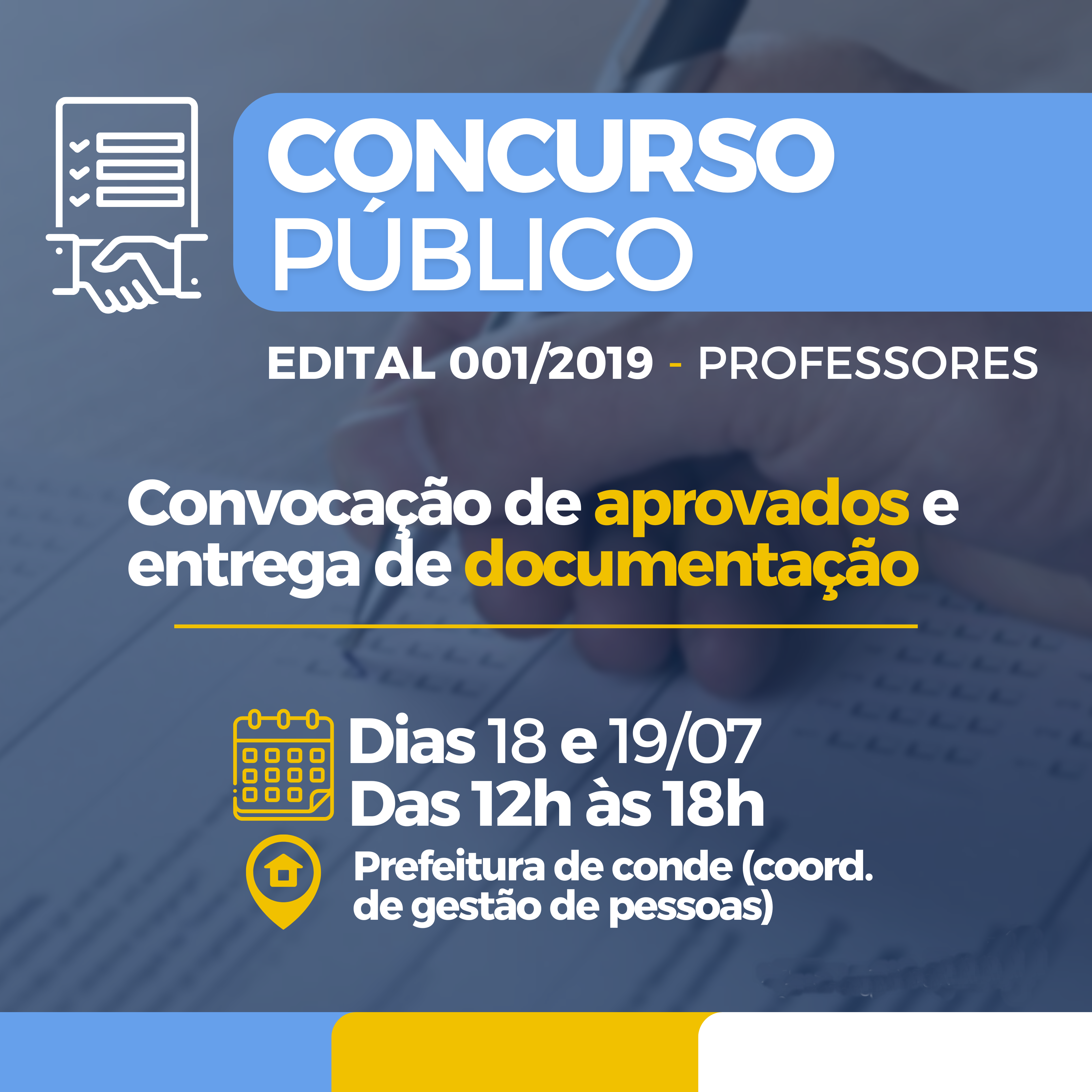 Prefeitura de Conde convoca mais 18 professores aprovados em concurso público