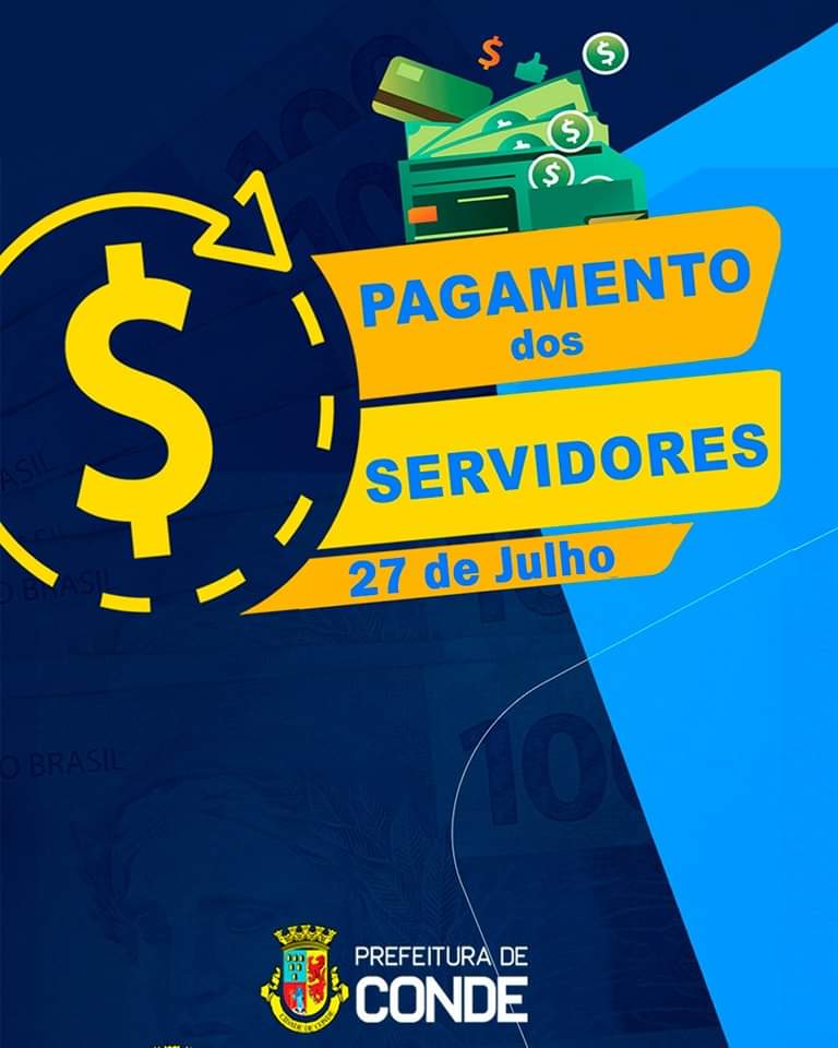 Servidores da Prefeitura de Conde recebem pagamento de julho nesta quarta-feira