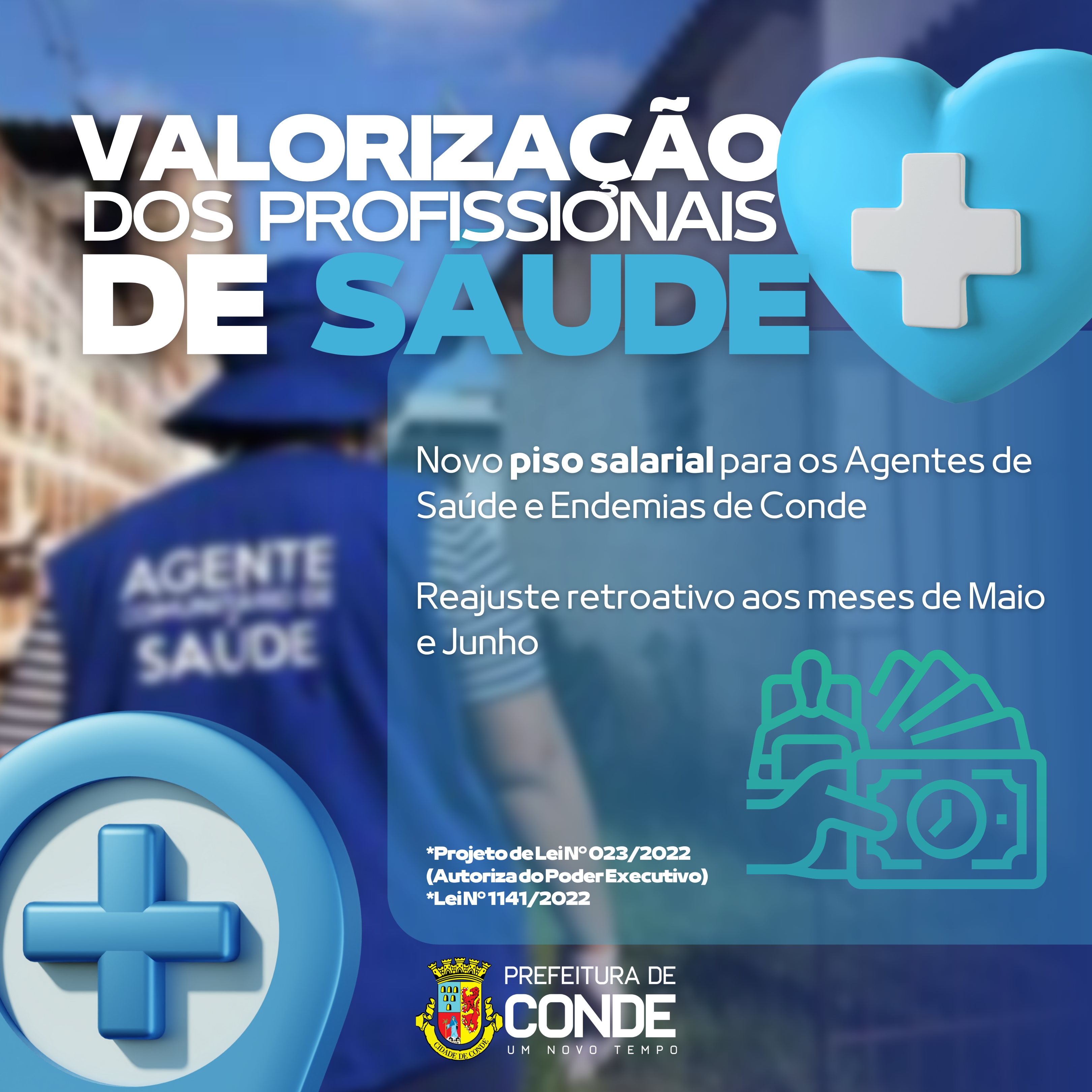 Lei que garante reajuste do piso salarial dos Agentes de Saúde e de Combate às Endemias do município de Conde é sancionada
