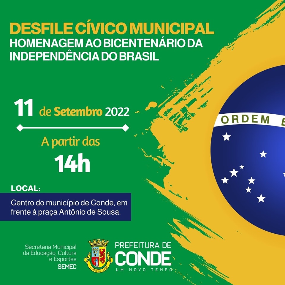 Desfile Cívico no Centro de Conde acontece neste domingo