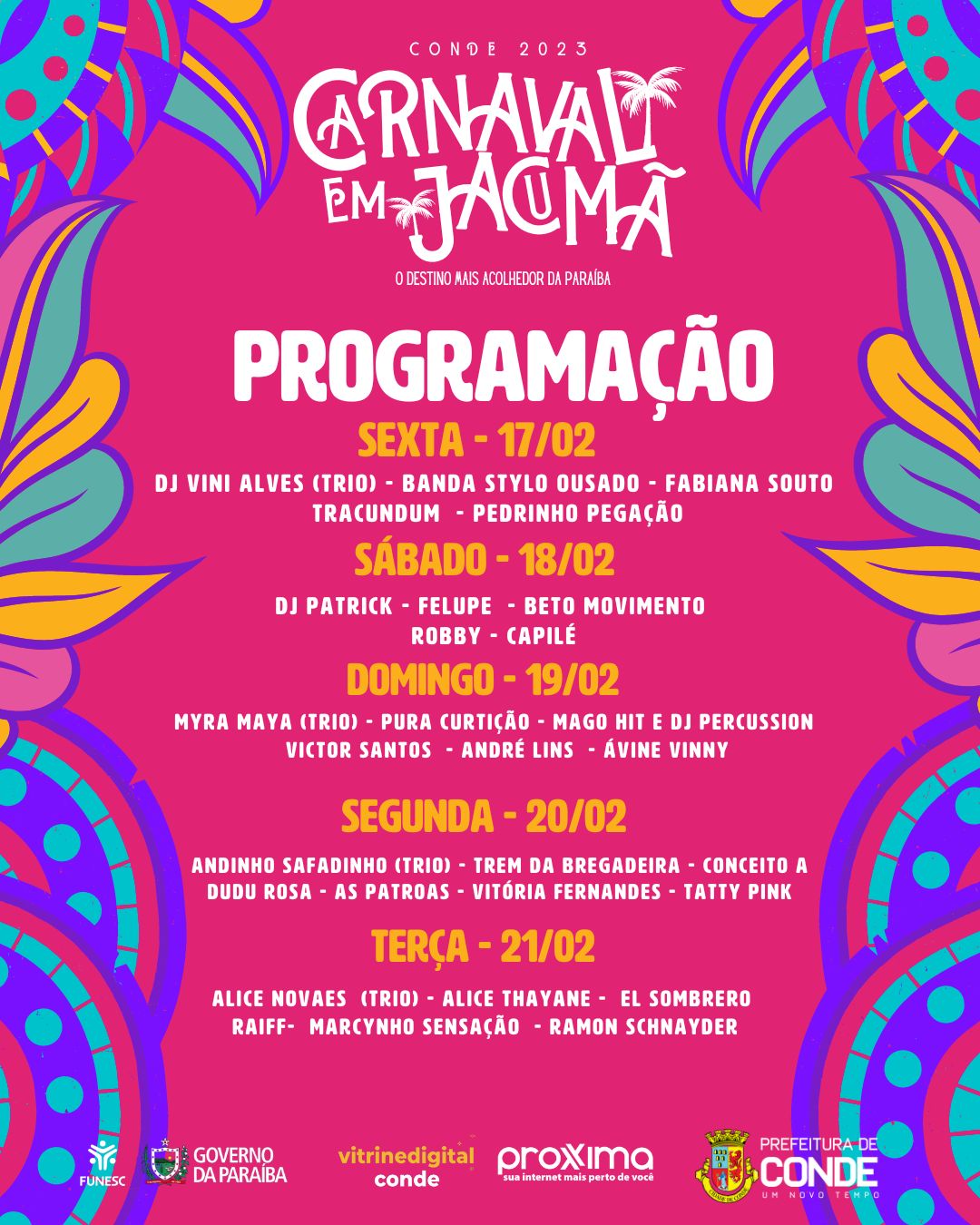 Shows na Praia de Jacumã: Confira a programação completa do Carnaval 2023 de Conde