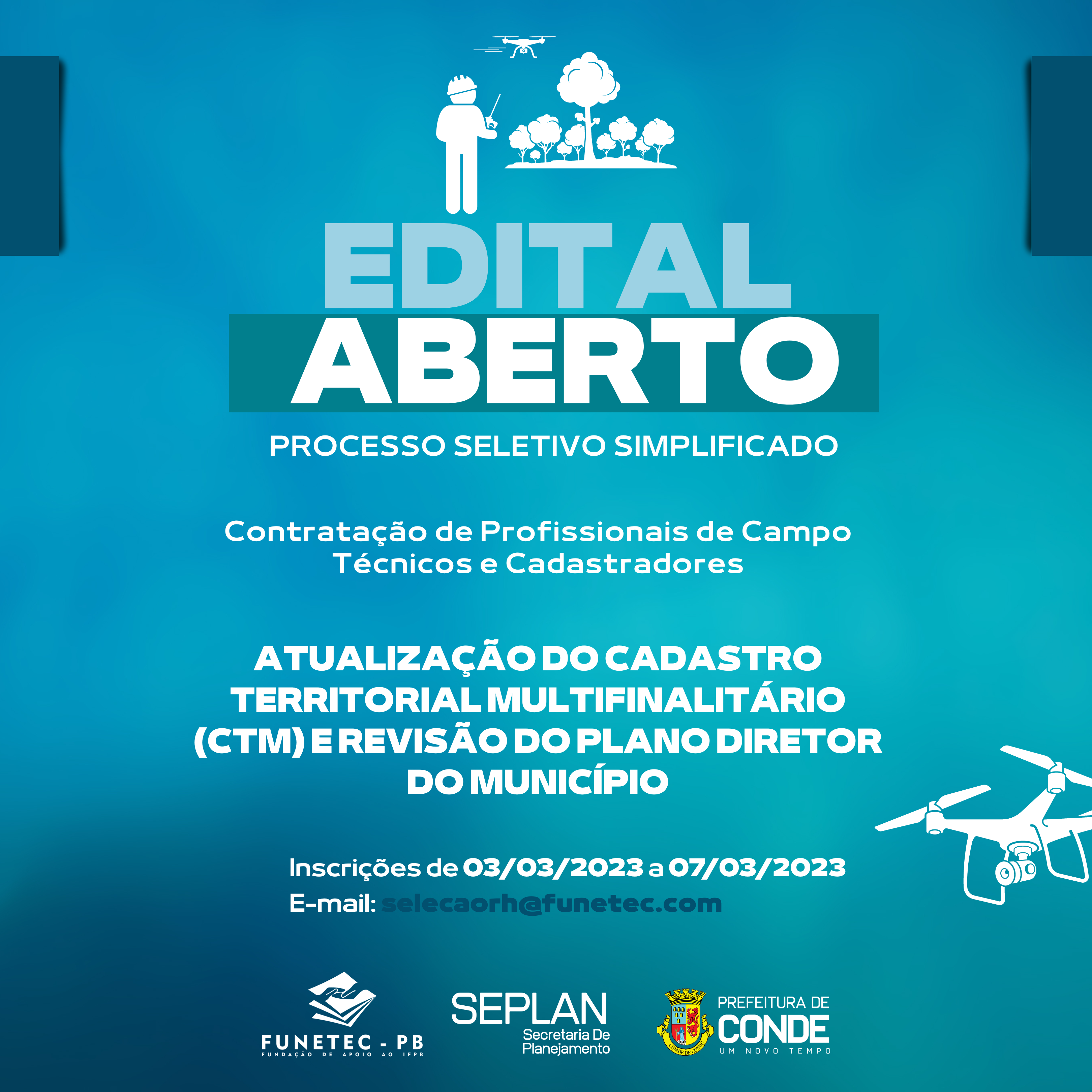 Cadastro Territorial Multifinalitário: Prefeitura e Funetec lançam edital para profissionais que vão atuar na atualização da Base Cartográfica do município de Conde