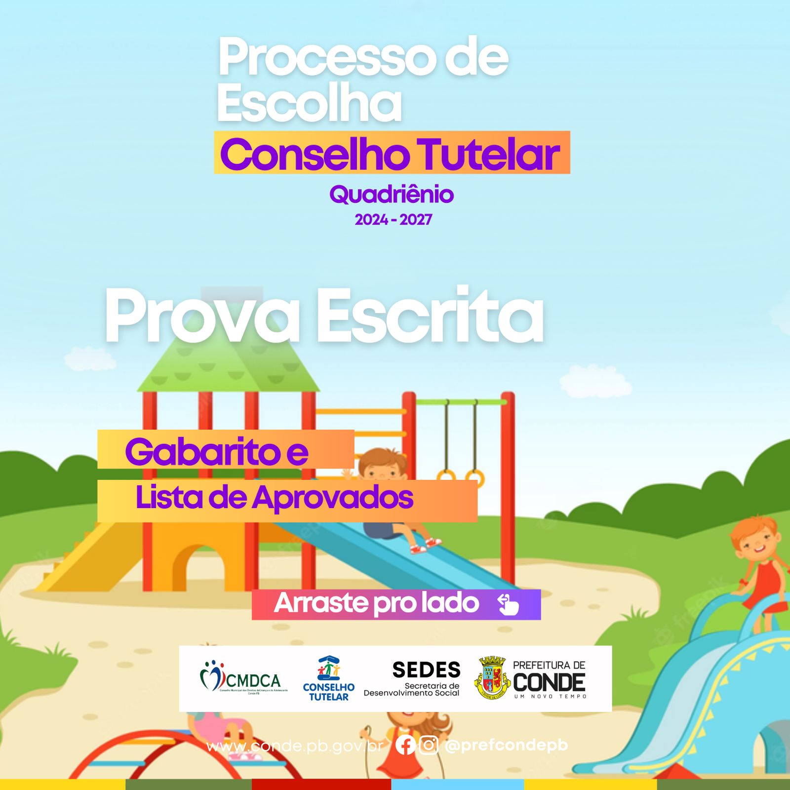 Conselho Tutelar: CMDCA de Conde divulga gabarito e resultado final das provas aplicadas no dia 25 de junho