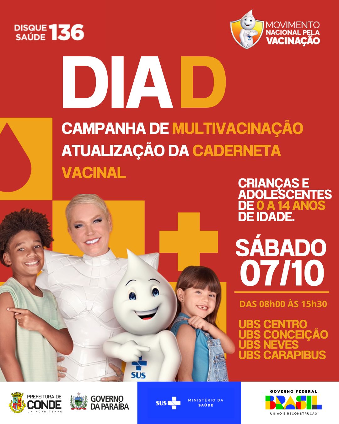 Conde realiza ‘Dia D’ de Multivacinação para crianças e adolescentes neste sábado