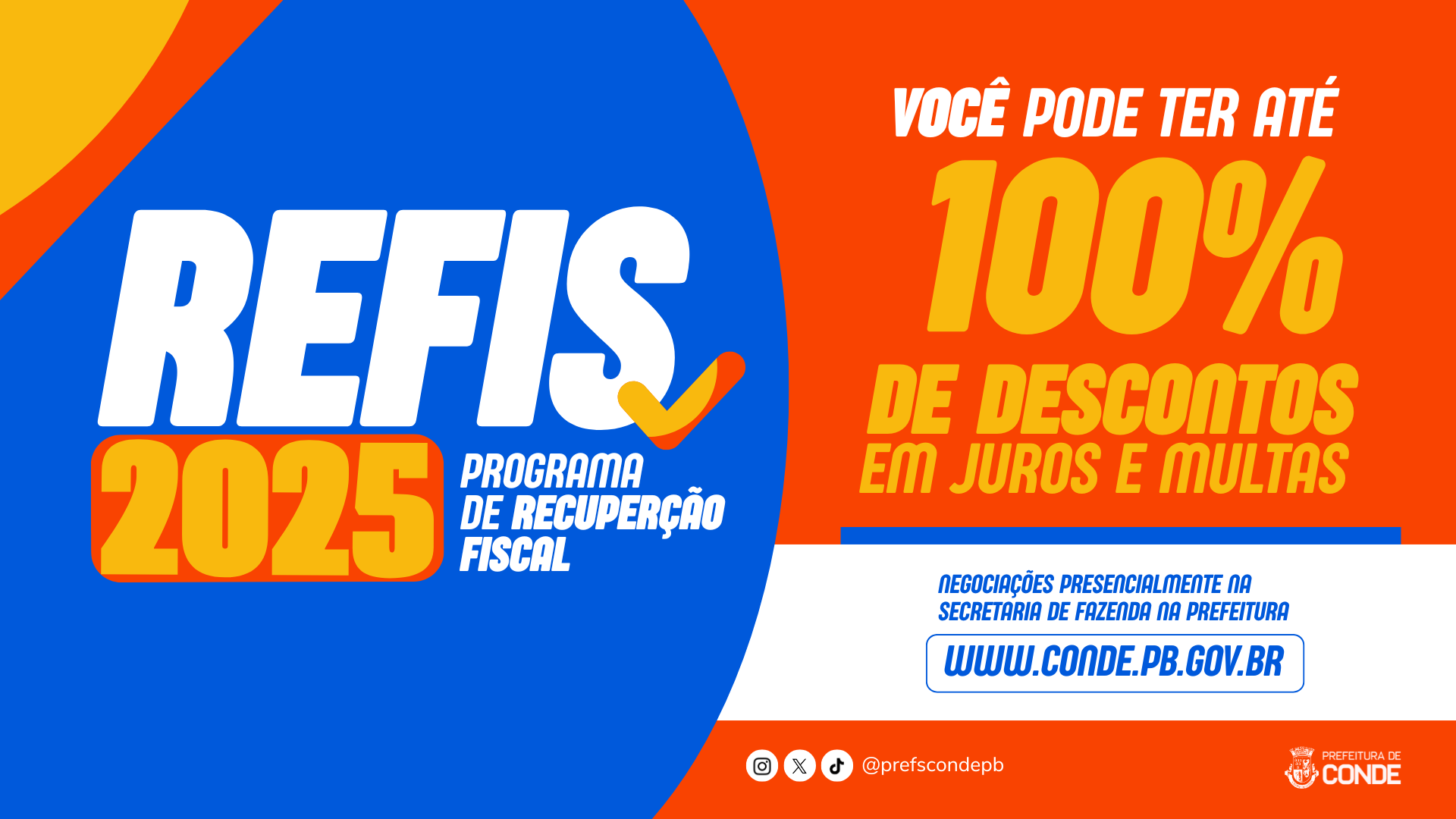 Conde institui REFIS 2025 e projeta recuperação de mais de R$ 5 milhões em receitas