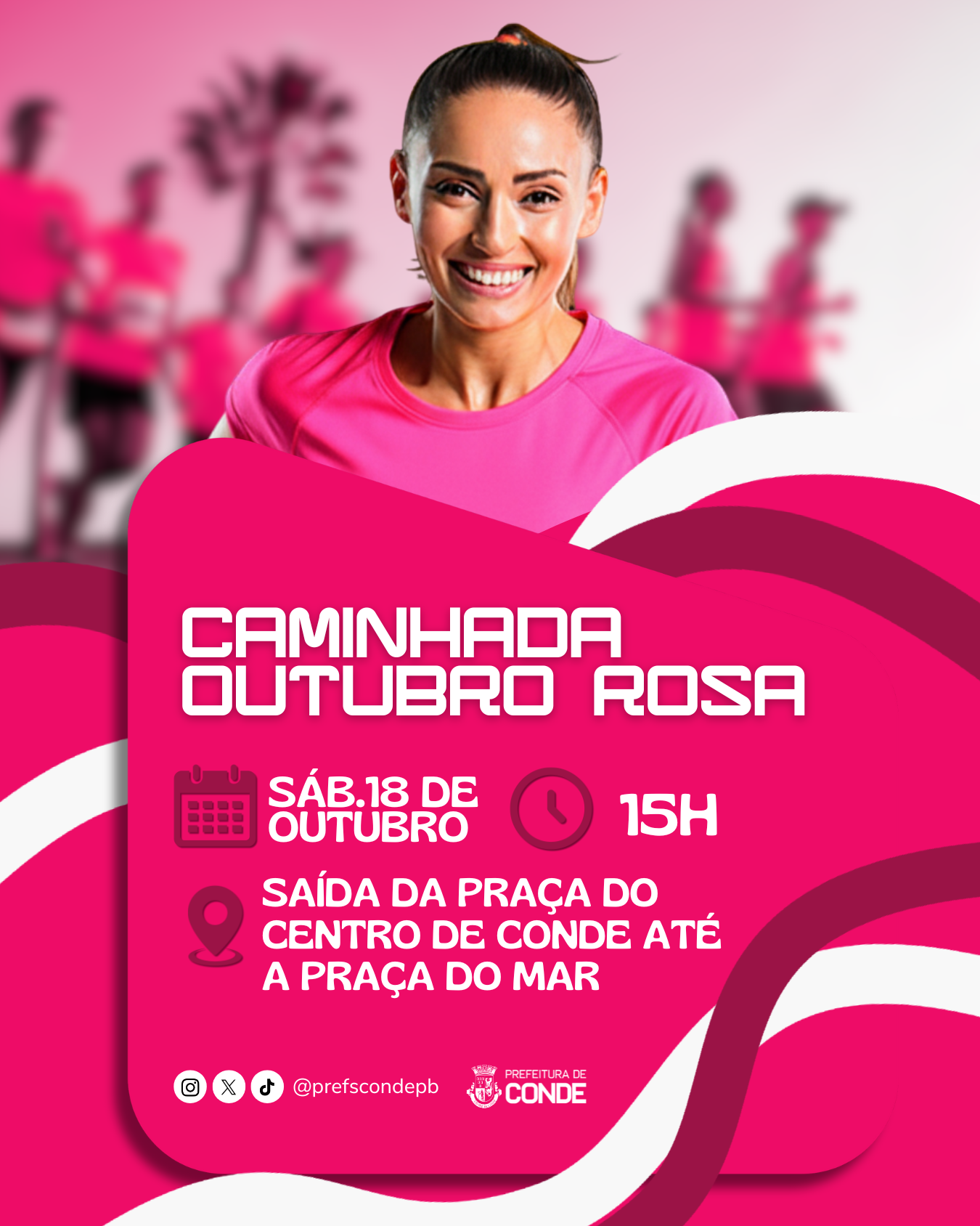 Prefeitura de Conde realiza Caminhada Outubro Rosa neste sábado (18) em alerta à prevenção do câncer de mama