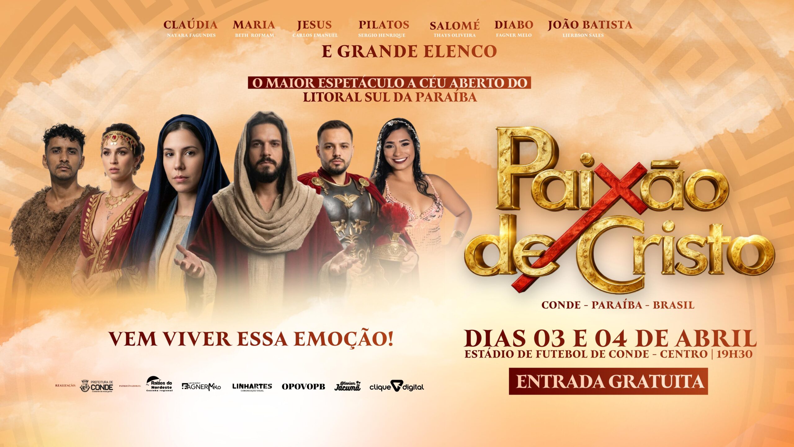 Paixão de Cristo de Conde promete maior edição da história com dois dias de espetáculo grandioso e gratuito