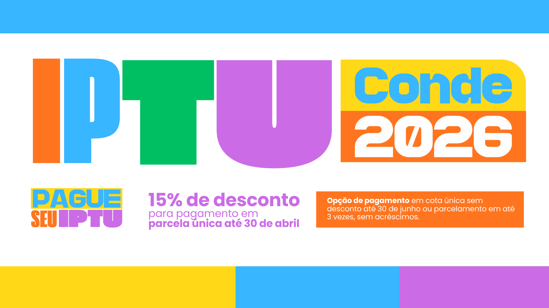 Prefeitura de Conde lança campanha do IPTU 2026 com descontos e acesso facilitado online