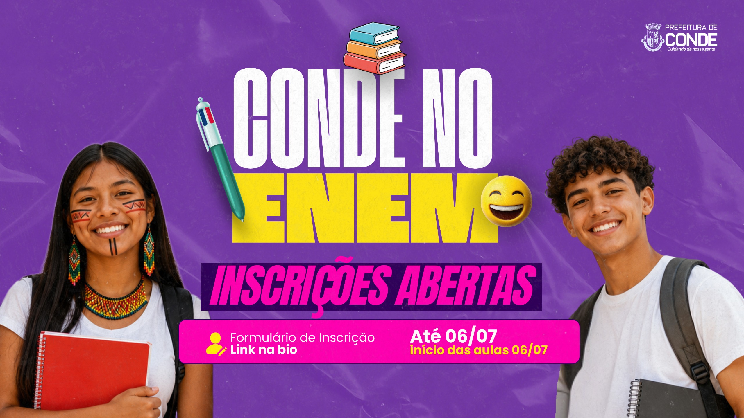 Prefeitura de Conde abre inscrições para curso preparatório gratuito do Enem; veja como participar